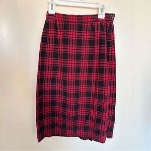 Vintage 1950s handmade gingham corduroy pencil skirt w/ side button